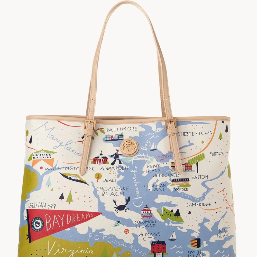 Spartina 449 Map Print Tote Bag - Bay Dreams
